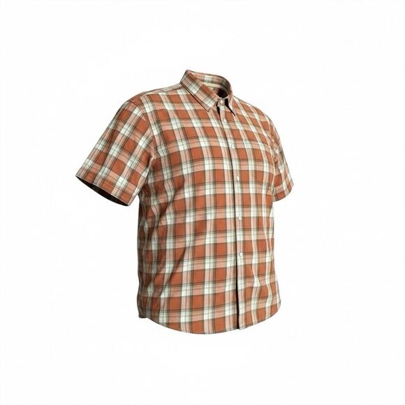 Arrow Blue Jean Co. Shirt Mens XXL Rust Plaid Short Sleeve Button Up Cotton - Picture 1 of 12